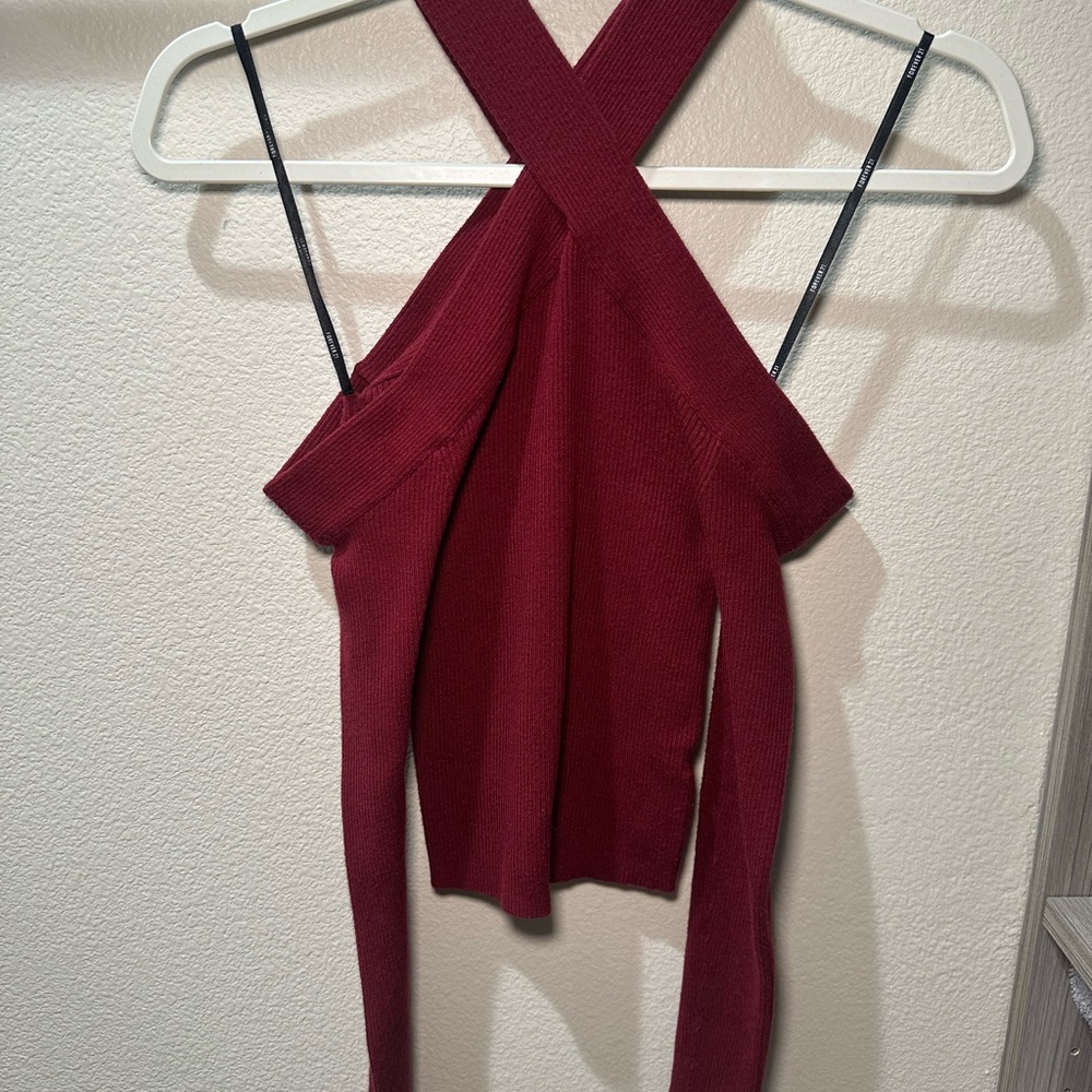 Forever 21 Wine Cross-Front Knit Camisole